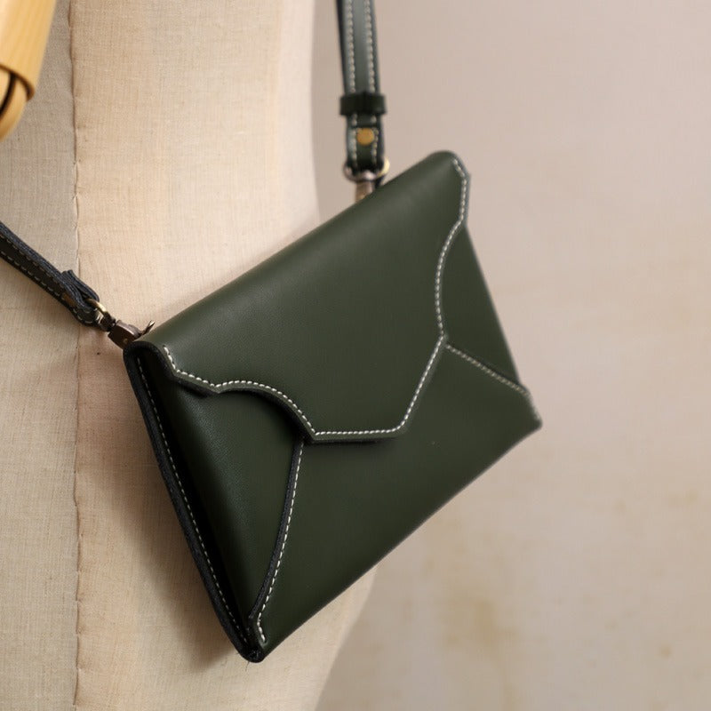 Cute LEATHER Envelope WOMEN SHOULDER BAG Handmade Slim Envelope Crossbody Purse FOR WOMEN