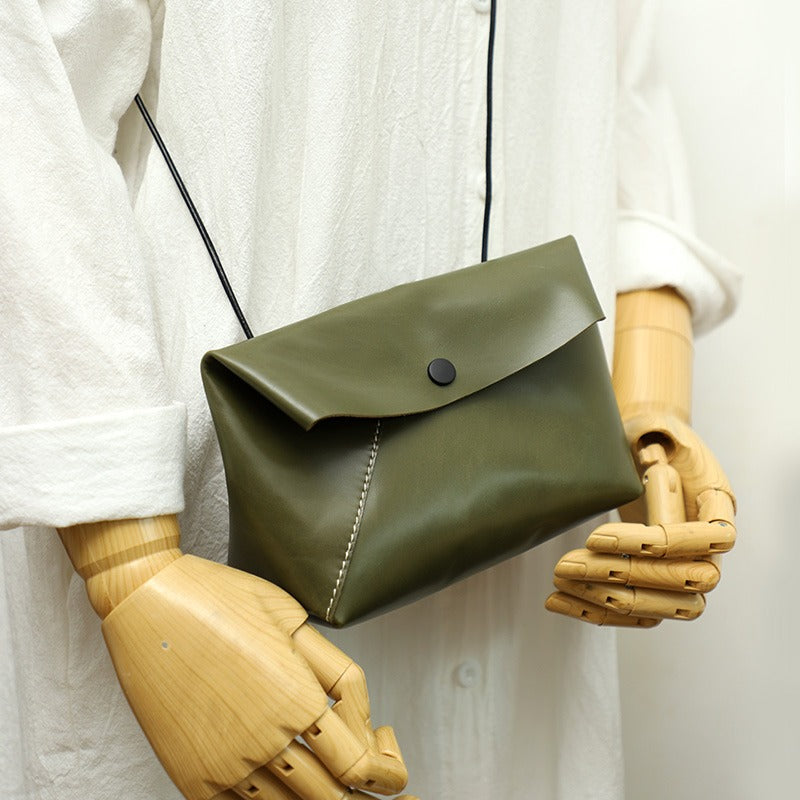 Cute LEATHER Mini Side Bag Green Handmade WOMEN Crossbody BAG Phone Purse FOR WOMEN