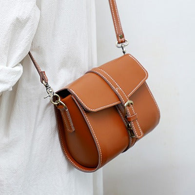 Cute LEATHER Small Side Bag Brown WOMEN SHOULDER BAG Small Crossbody Purse FOR WOMEN