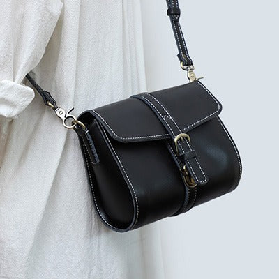 Cute LEATHER Small Side Bag Black WOMEN SHOULDER BAG Small Crossbody Purse FOR WOMEN