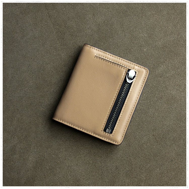 Cute Women Camel Leather Small Bifold Wallet Billfold Wallet with Coin Pocket For Women