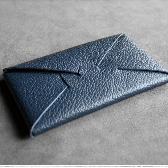 Cute Womens Dark Blue Leather Envelope Wallet Slim Clutch Purse Checkbook Long Wallet for Women