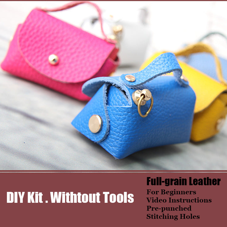 DIY Blue Leather Pouch Kits DIY Leather Projects DIY Blue Leather Mini –  Feltify