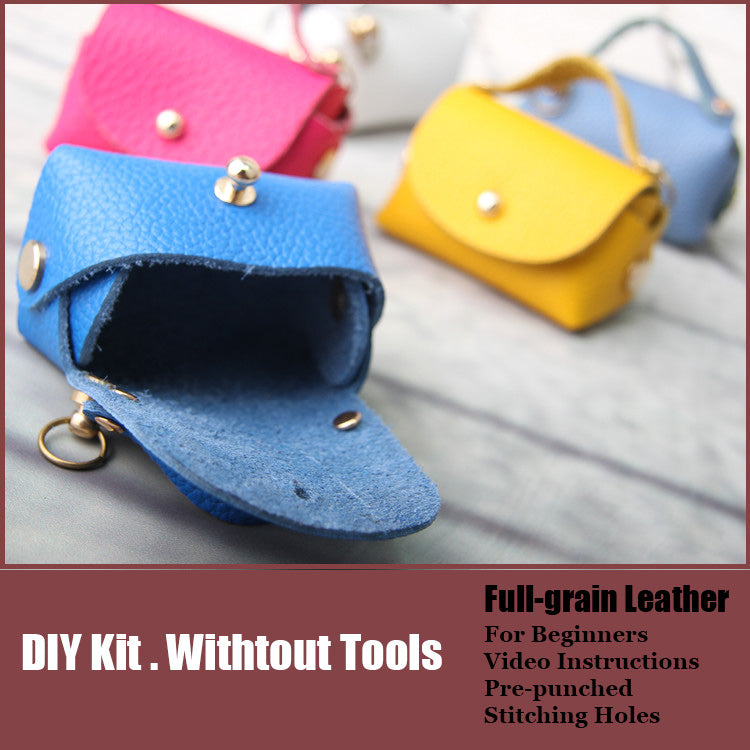 DIY Blue Leather Pouch Kits DIY Leather Projects DIY Blue Leather Mini HandBag Kit DIY Leather Coin Pouch Kit