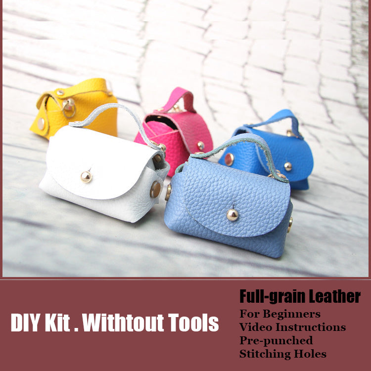 DIY White Leather Pouch Kits DIY Leather Projects DIY White Leather Mini HandBag Kit DIY Leather Coin Pouch Kit