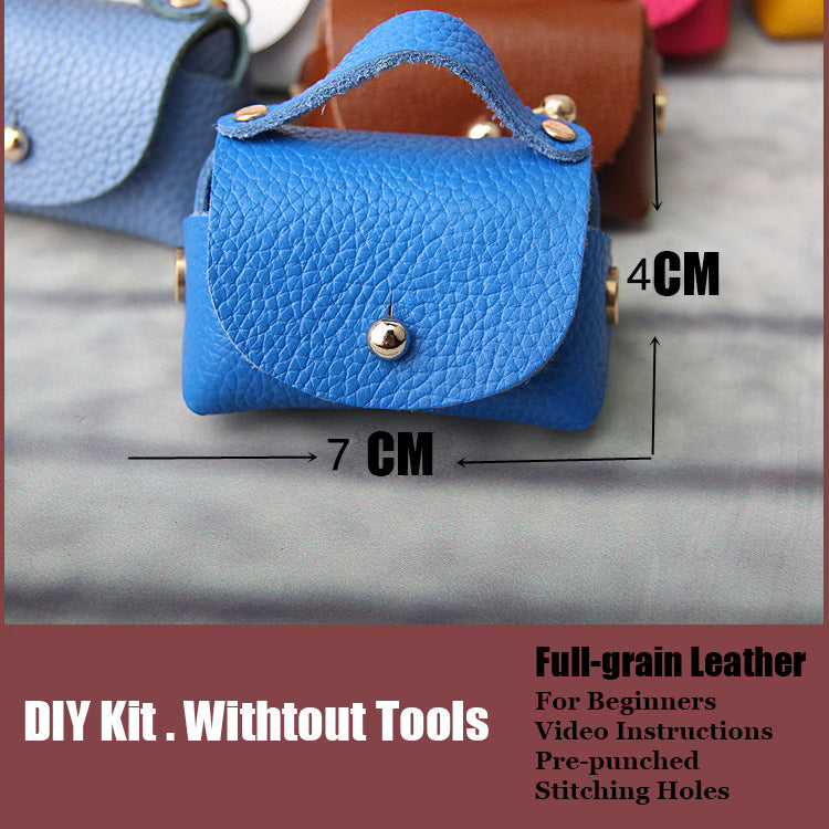 DIY Leather Coin Pouch Kits DIY Light Blue Leather Projects DIY Leather Mini HandBag Kit DIY Leather Pouch Kit