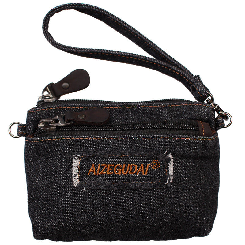 【新品未使用】Denim Mini Shoulder Bag Black Black Denim Womens Mini Shoulder Bags Keys Coin Wallet