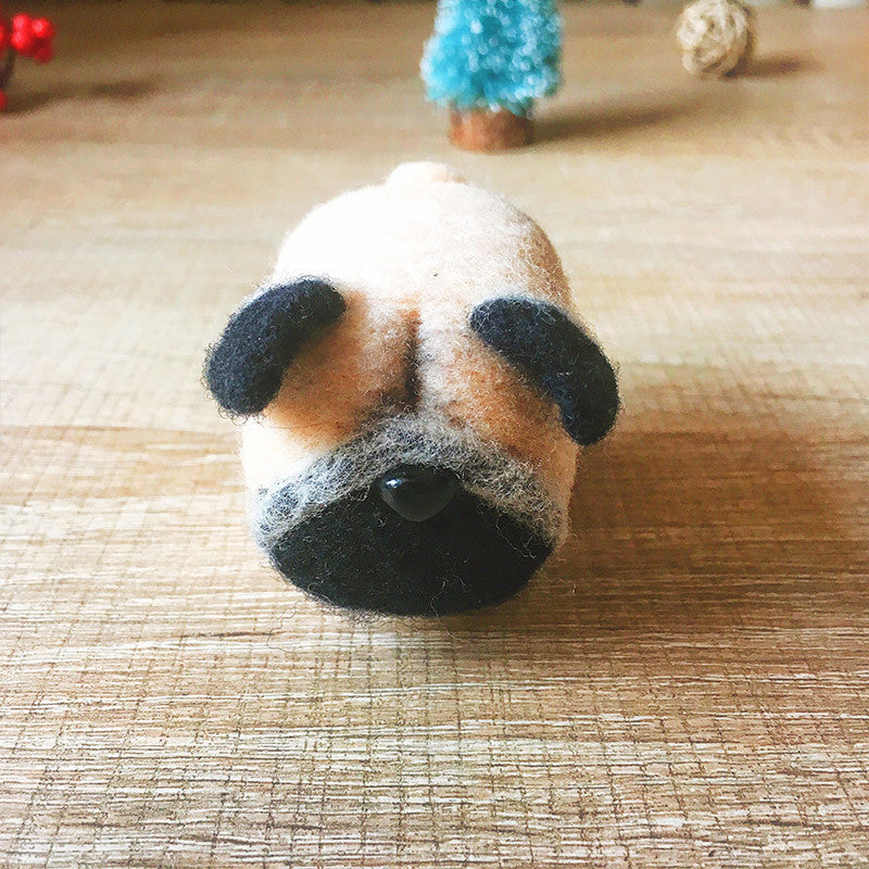 Handmade Needle felted dog felting kit project Animals Pug cute for beginners starters