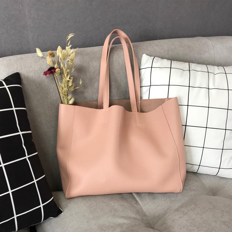 Fashion Womens Pink Leather Tote Bags Pink Shoulder Tote Bags Handbags Totes For Women