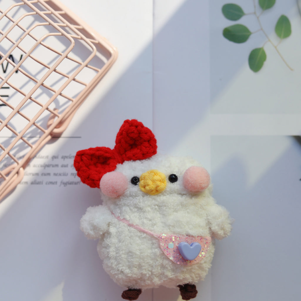 Girl's Cute AirPods 1/2 Cases Crochet Chicken Cat Handmade Kawaii AirPods Pro Case Kitten Airpod Case Cover