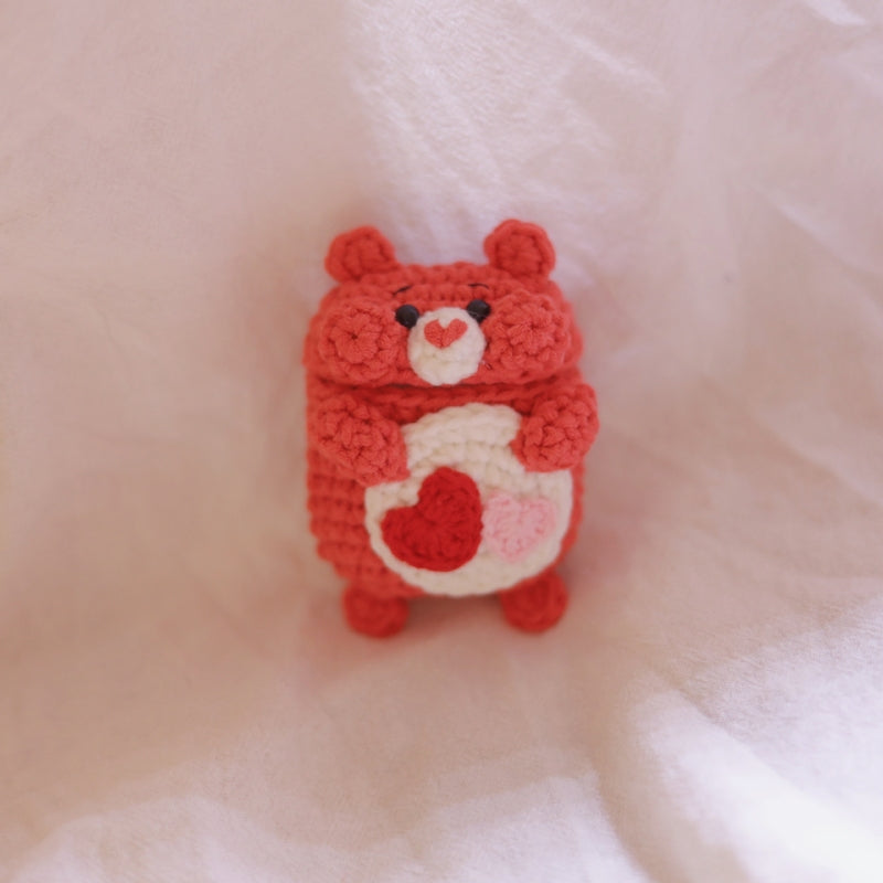 Girl's Cute AirPods Pro Cases Knit Red Bear Handmade Kawaii AirPods 1/2 Case Red Airpod Case Cover