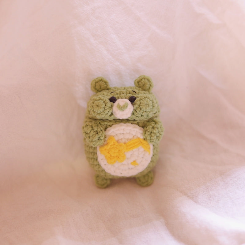 Girl's Cute AirPods 1/2 Cases Knit Green Bear Handmade Kawaii AirPods Pro Case Green Airpod Case Cover