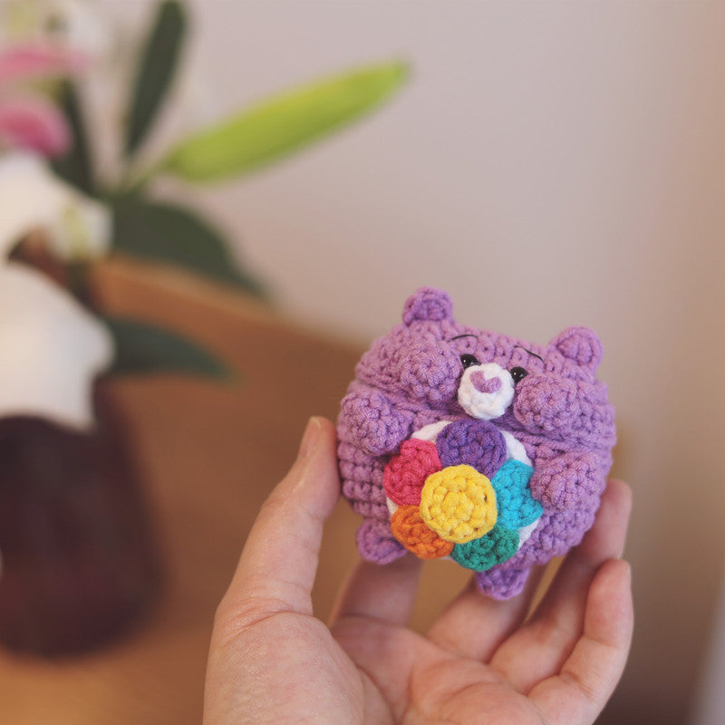 Girl's Cute AirPods Pro Cases Knit Purple Bear Handmade Kawaii AirPods 1/2 Case Purple Airpod Case Cover
