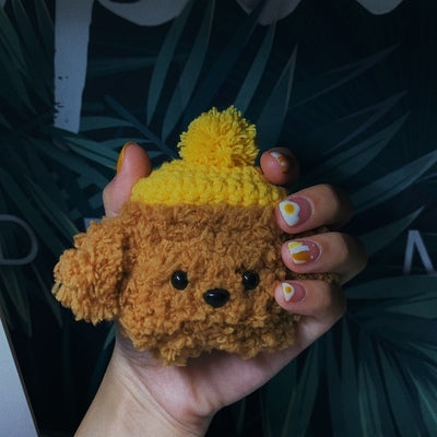 Kawaii AirPods Pro Cases for Girls Crochet Poodle Dog Handmade Cute AirPods 1/2 Case Airpod Case Cover