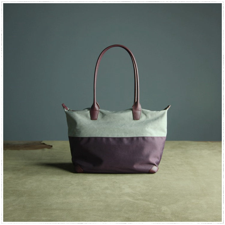 Purple Womens Nylon Shoulder Handbag Womens Nylon Contrast Color Purple Shoulder Work Purse Nylon for Ladies