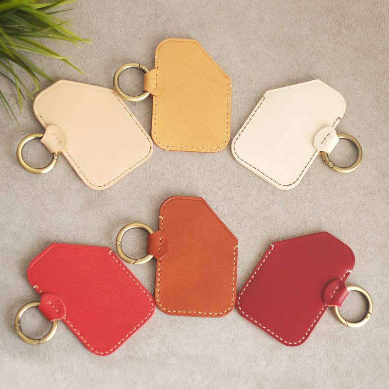 HANDMADE LEATHER CUTE Women CARD Holder Keychain PERSONALIZED MONOGRAMMED GIFT CUSTOM Wallet Card Holder keyring