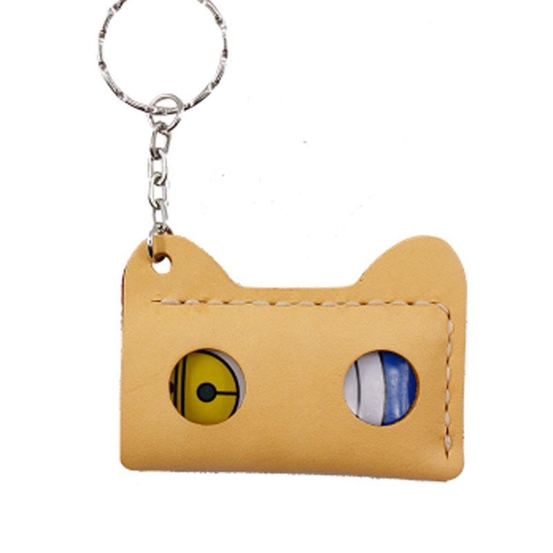HANDMADE LEATHER CUTE Women Cat CARD Holder Keychain PERSONALIZED MONOGRAMMED GIFT CUSTOM Wallet Card Holder keyring