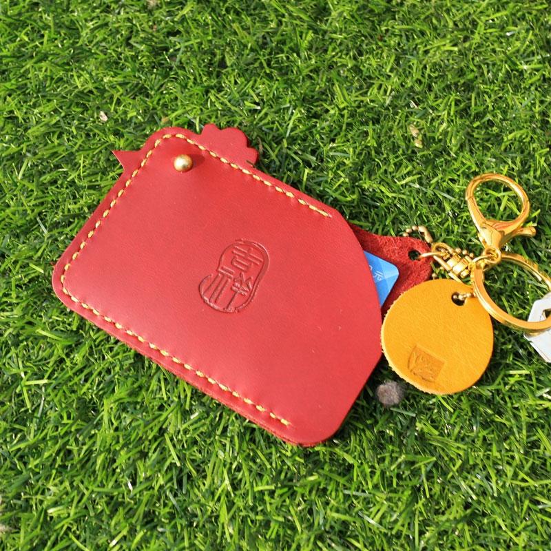 HANDMADE LEATHER CUTE Women Chicken CARD Holder Keychain PERSONALIZED MONOGRAMMED GIFT CUSTOM Wallet Card Holder keyring