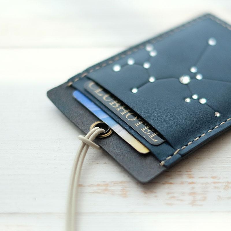 HANDMADE LEATHER CUTE Women Constellation CARD WALLET Holder PERSONALIZED MONOGRAMMED GIFT CUSTOM Card Holder License Holder