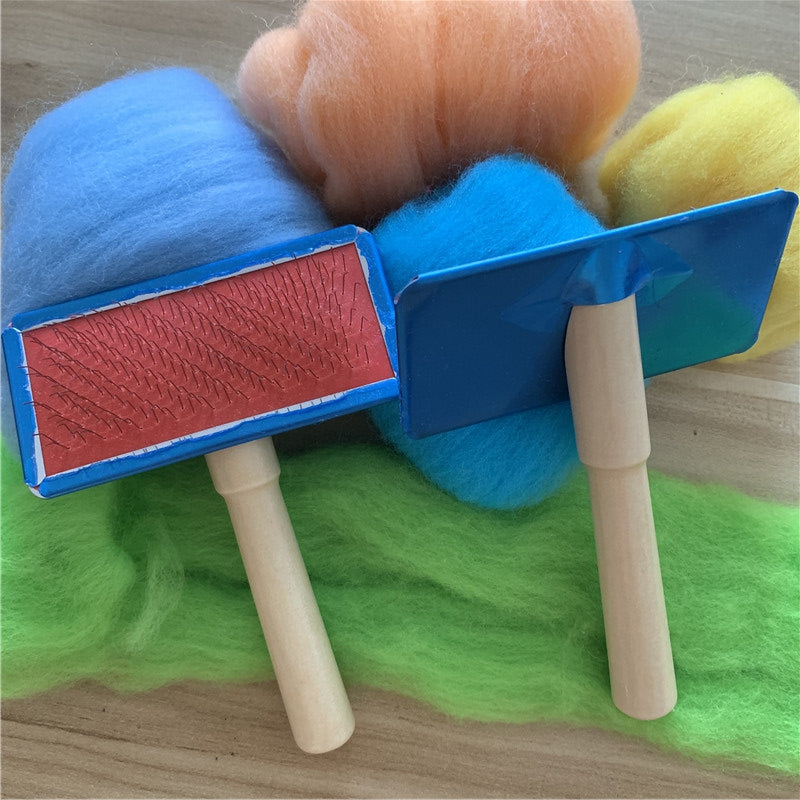 Handle Shedding Wool Carding Combs Hand Carders Felting Preparation Pet Brush Wool Carders for Blending Wool Fibers
