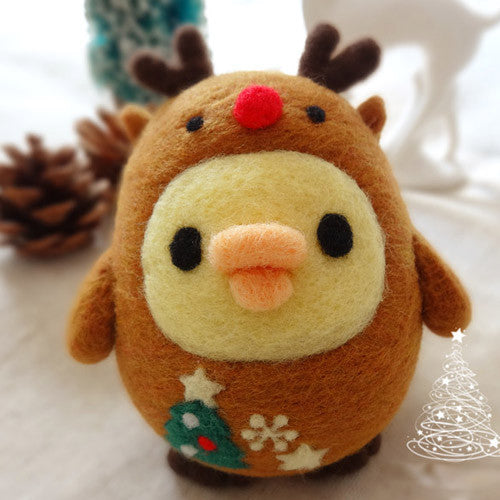 Needle Felted Felting Cute Animals Chicken Christmas reindeer Cute Craft - Feltify