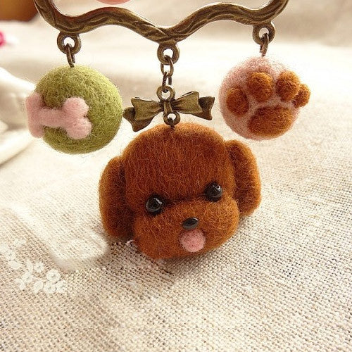 Needle Felted Felting project Animal Dog Poodle Cute Brooch Accessories