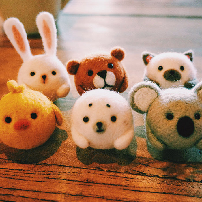 Handmade Needle felted felting kit project Woodland Animals cute for  beginners starters