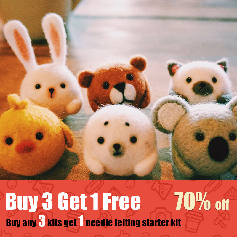 Needle Felting Kit - Mini Pets 2 - Make THREE felt animals with