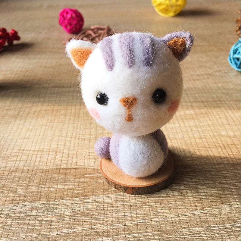 Handmade Needle felted felting kit project Animals cat cute for beginn –  Feltify
