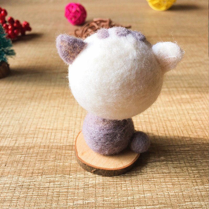 Handmade Needle felted felting kit project Animals cat cute for