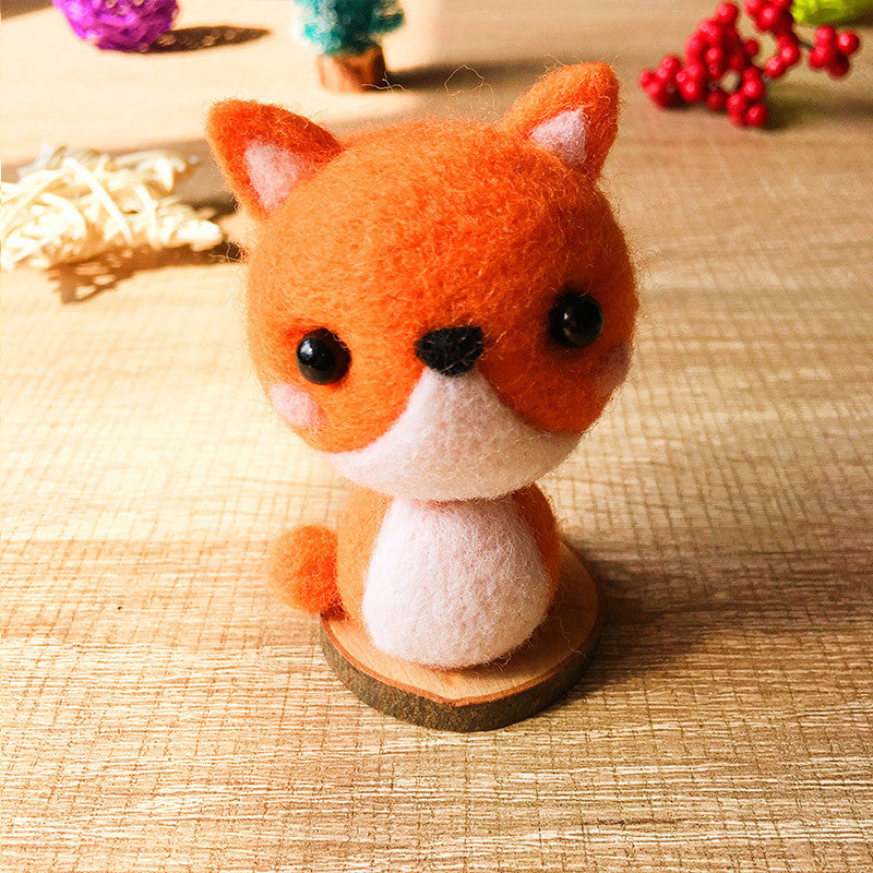 Handmade Needle felted felting kit project Animals fox cute for beginners starters