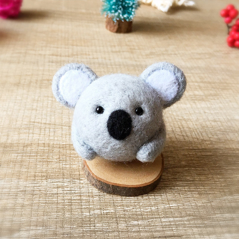 Handmade Needle felted felting kit project Woodland Animals koala cute for beginners starters