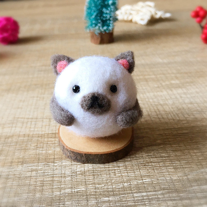 Handmade Needle felted felting kit project Woodland Animals cat cute for beginners starters