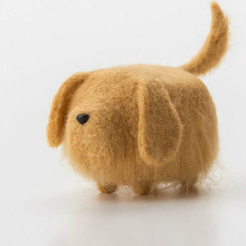 Handmade felted felting project cute animal Golden Retriever dogs puppy felted wool doll