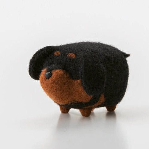 Handmade felted felting project cute animal Rottweiler dogs puppy felted wool doll
