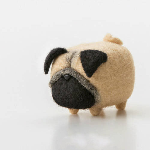Handmade felted felting project cute animal Pug dogs puppy felted wool doll