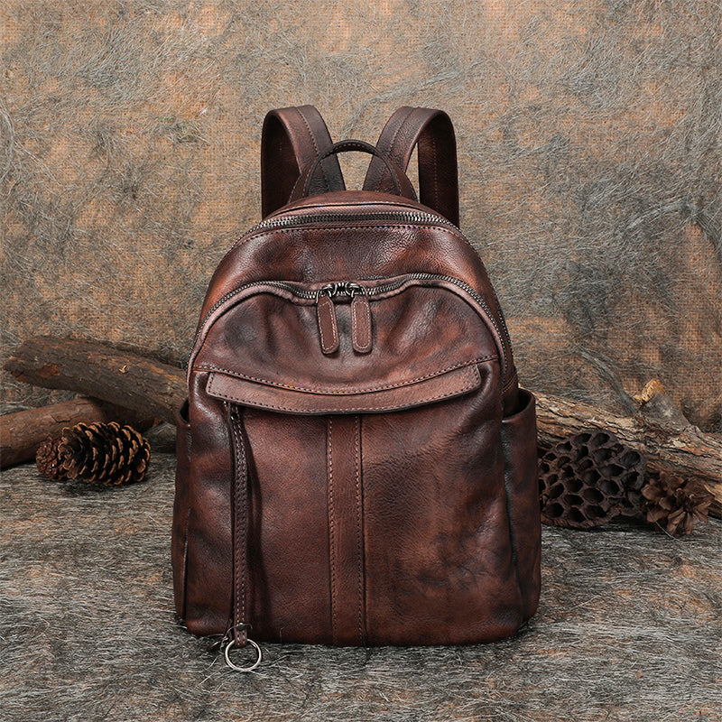 Handmade Leather Backpacks Bag Womens Best School Rucksack  display picture 3
