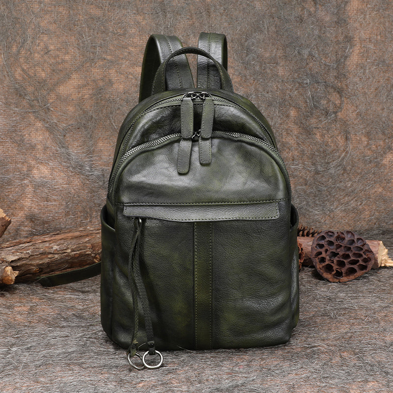 best leather backpack womens 2018 Handmade Green Leather Backpacks Bag Womens Best School Rucksack Ladie – Feltify