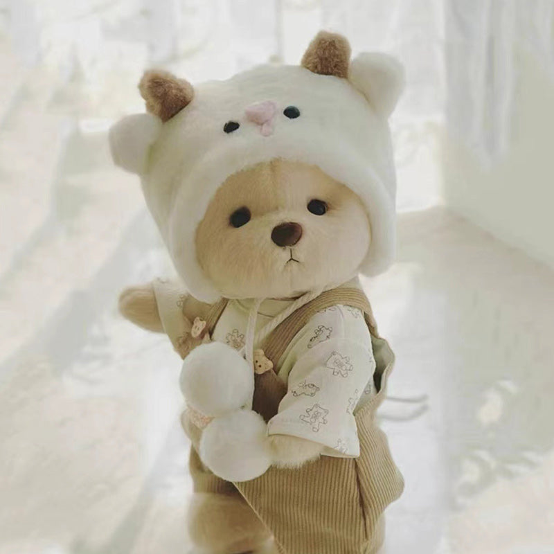 Handmade Cute Teddy Bear Doll With Lamb Suit Stuffed Bear Toys Valentines Day Decor Gifts for Her / Girlfriend Lover Mom Kids