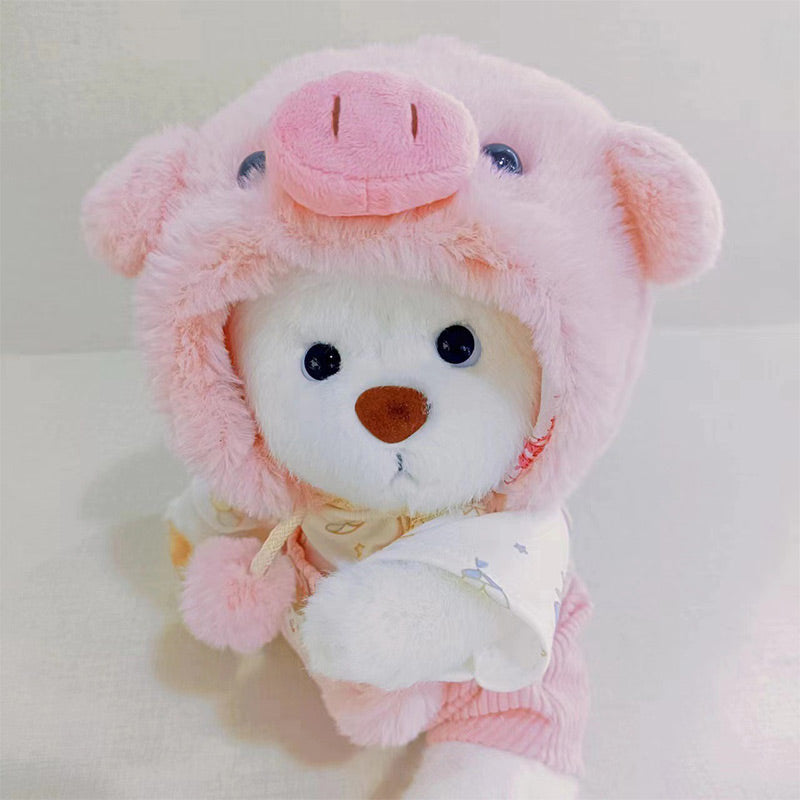 Handmade Cute Teddy Bear Doll With Bunny Suit Stuffed Bear Toys
