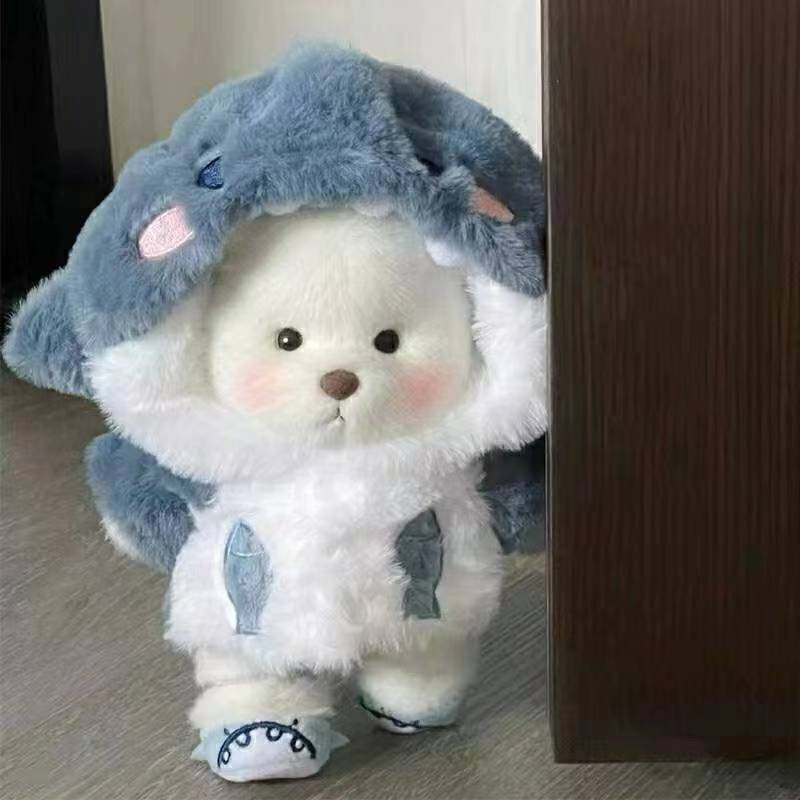 Handmade Cute Teddy Bear Doll With Shark Suit Stuffed Bear Toys Valentines Day Decor Gifts for Her / Girlfriend Lover Mom Kids