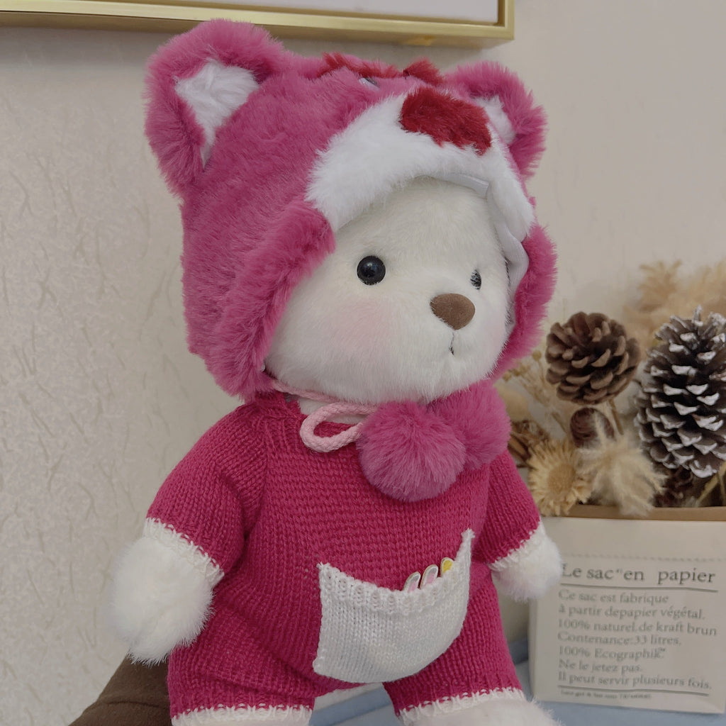 Handmade Cute Teddy Bears With Lotso Bear Suit Stuffed Bear Toys Valentines Day Decor Gifts for Her / Girlfriend Lover Mom Kids