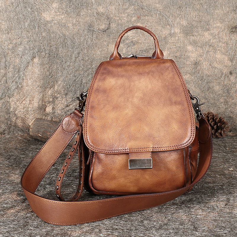 convertible leather backpacks Handmade Convertible Leather Backpacks Bag Womens Best Brown Leather S – Feltify