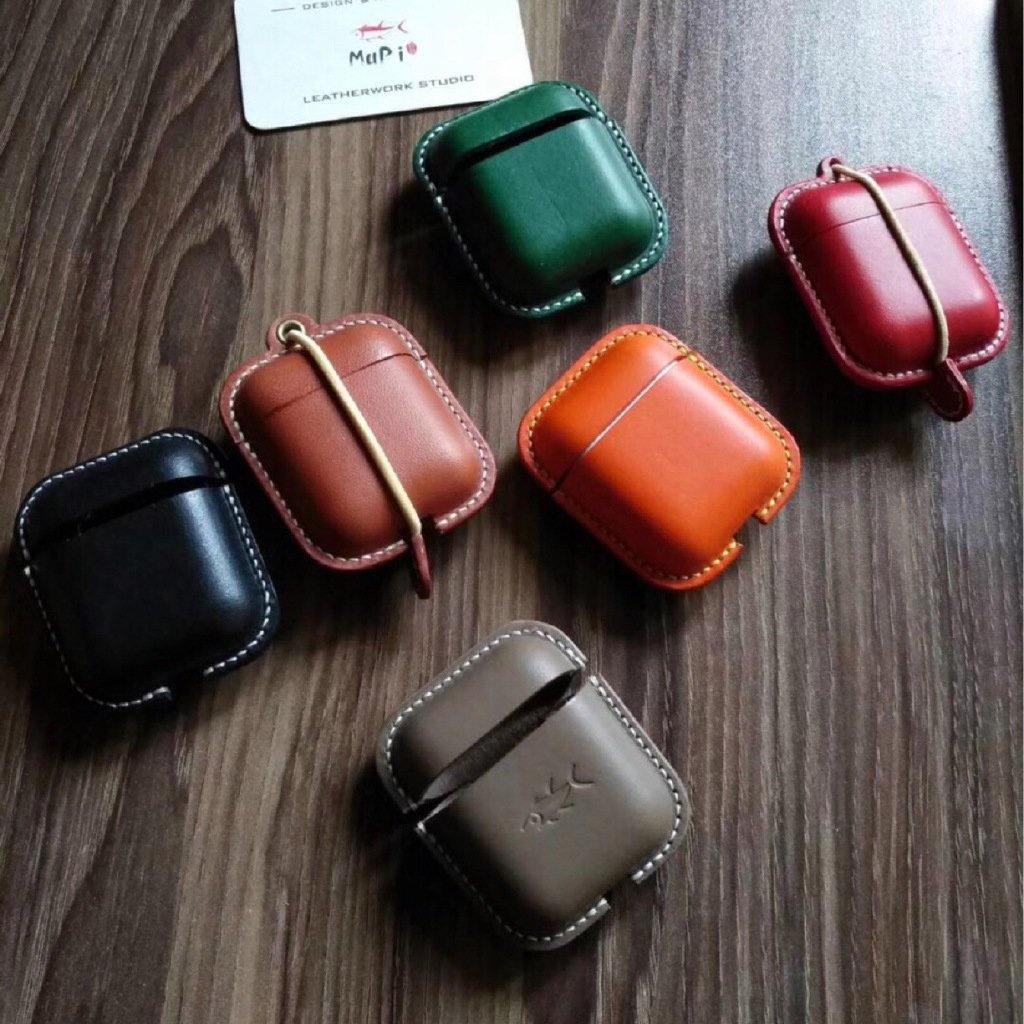 Personalised Apple Airpods 1&2 Case Cover Handmade PU Leather 