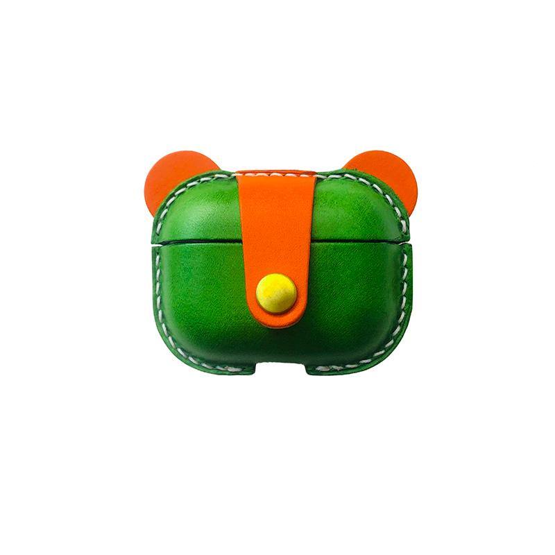 Handmade Green Leather AirPods Pro Case Custom Leather AirPods Pro Case Airpod Case Cover - iwalletsmen