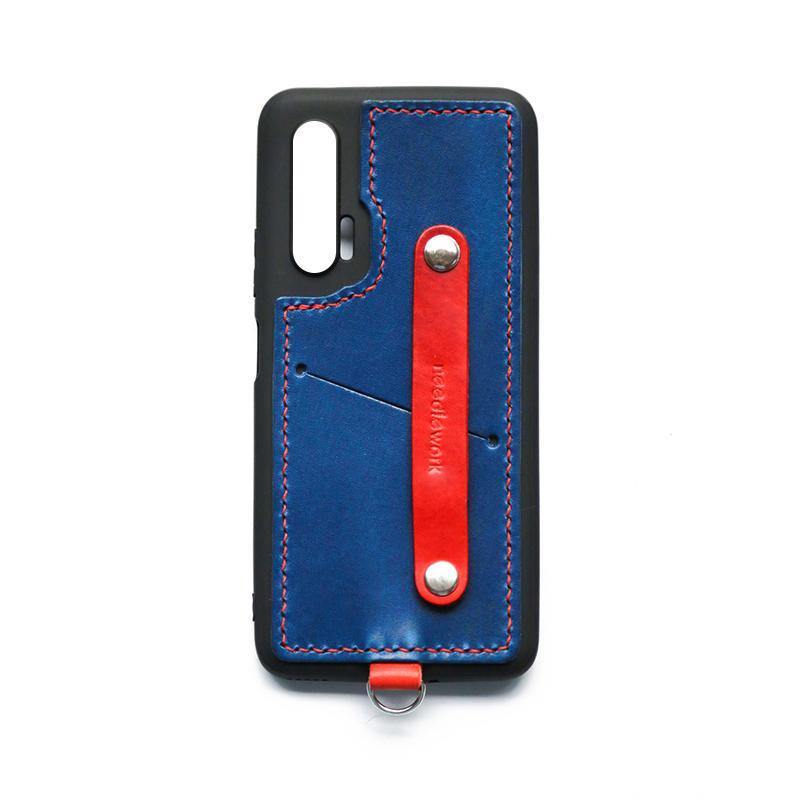 Handmade Blue Leather Huawei Nova 6 Case with Card Holder CONTRAST COLOR Huawei Nova 6 Leather Case - iwalletsmen