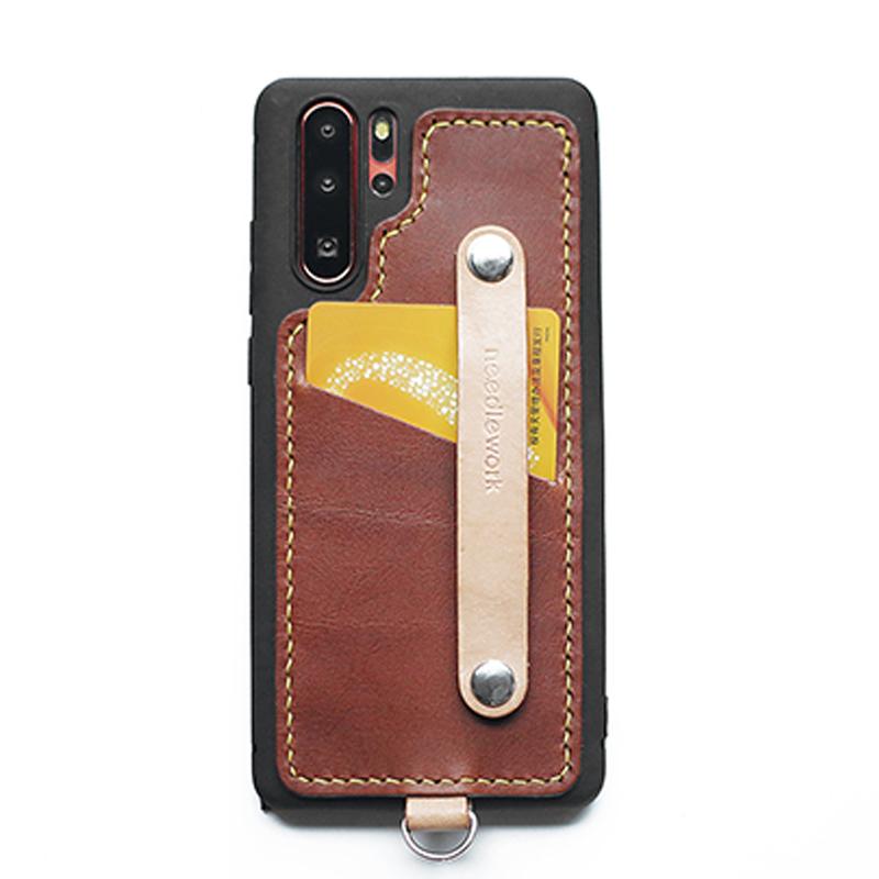 Handmade Black Leather Huawei P30 Pro Case with Card Holder