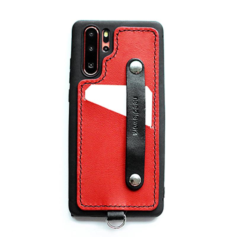 Handmade Red Leather Huawei P30 Pro Case with Card Holder CONTRAST COLOR Huawei P30 Pro Leather Case - iwalletsmen
