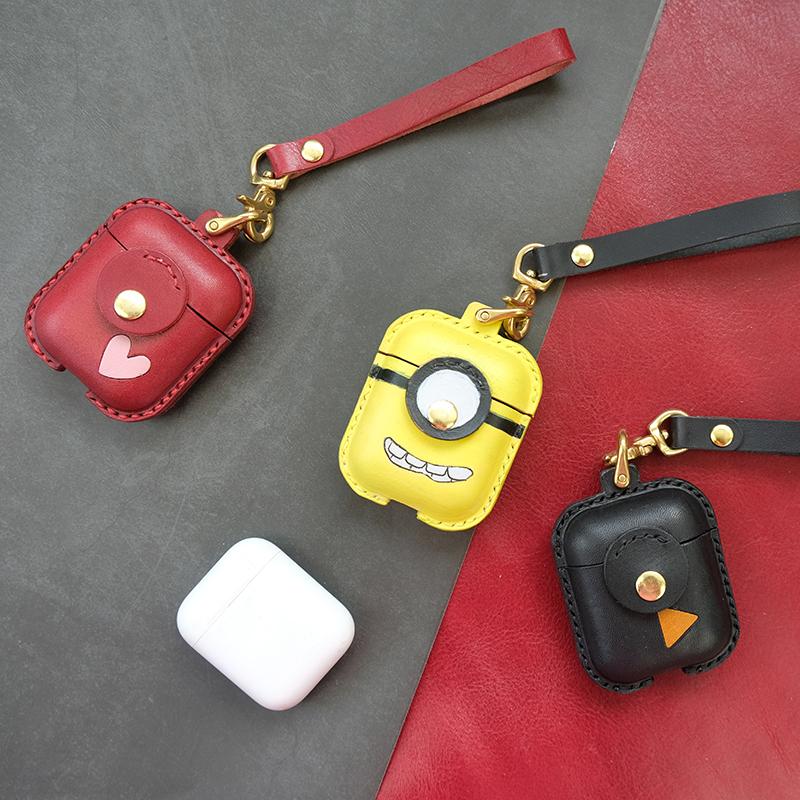 Handmade Leather AirPods 1,2 Cases with Wristlet Strap Leather AirPods Cases Airpod Case Cover - iwalletsmen