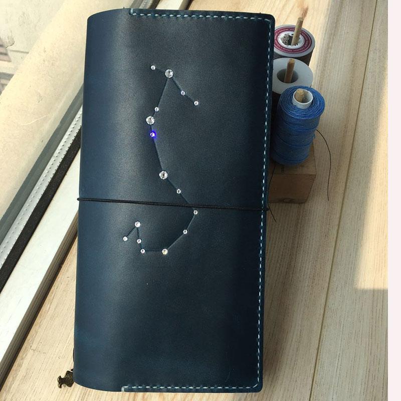 Handmade Leather CONSTELLATION Bifold Cool Women Long Wallet PERSONALIZED MONOGRAMMED GIFT CUSTOM Travel Wallet Passport Wallet